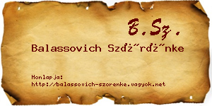 Balassovich Szörénke névjegykártya